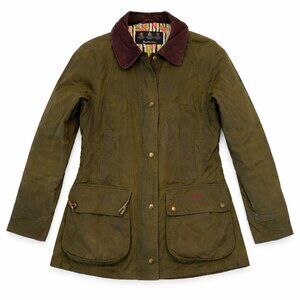 Barbour Abrosa Wax Jacket Women’s 14 (US 10) L Olive Green Classic Waxed Coat